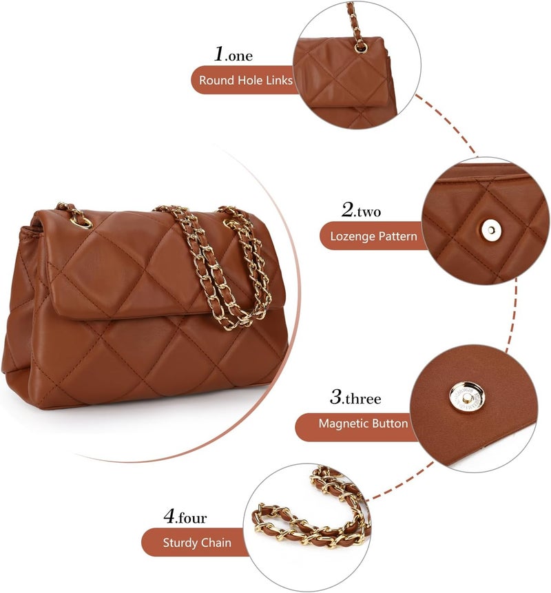Gladdon Quilted Crossbody Purses for Women Small Ladies Shoulder Bags with Chain Trendy Clutch Purse Cute Designer Bag - Image 4